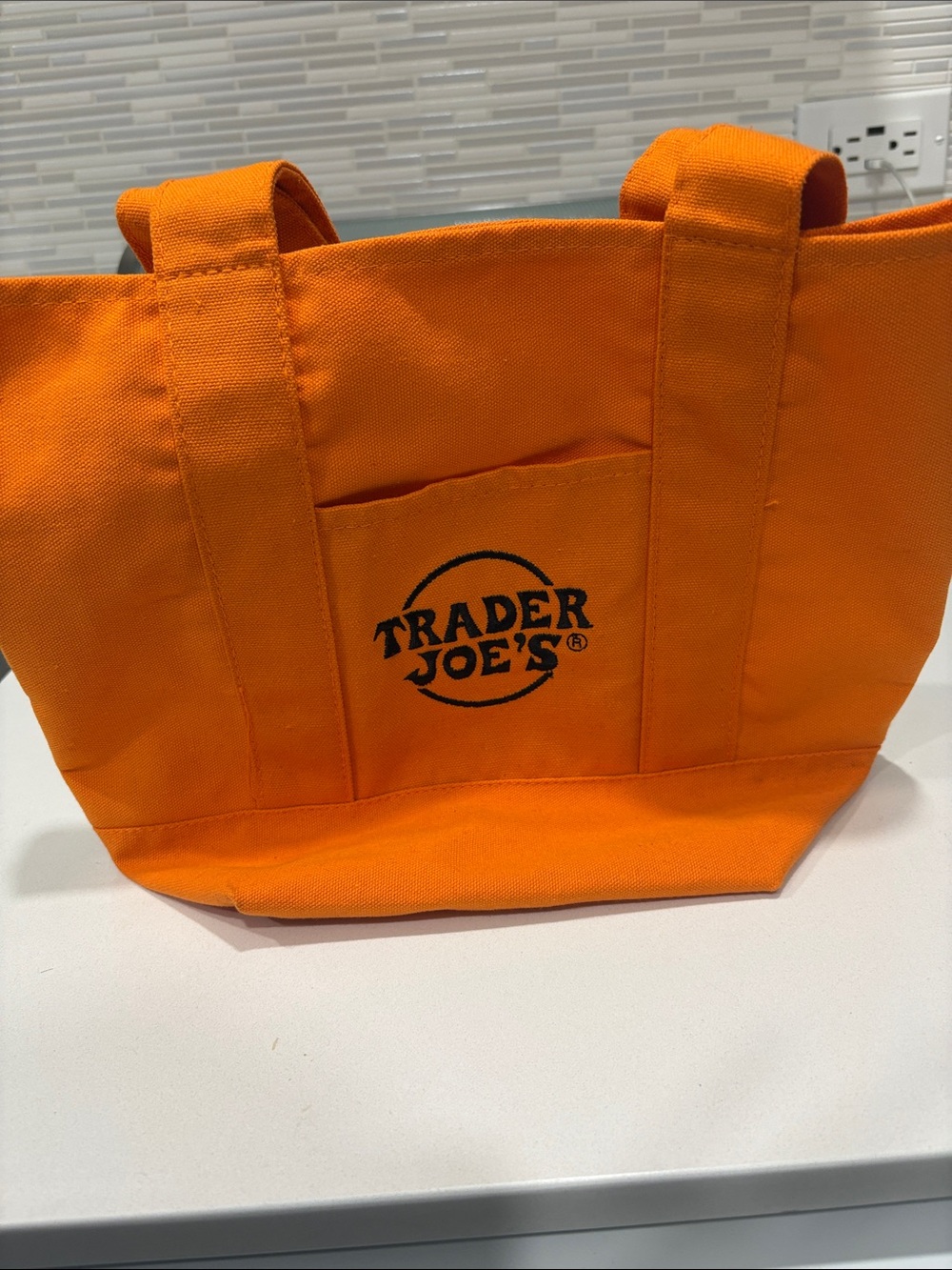 Trader Joe's Mini Orange Canvas Tote Bag